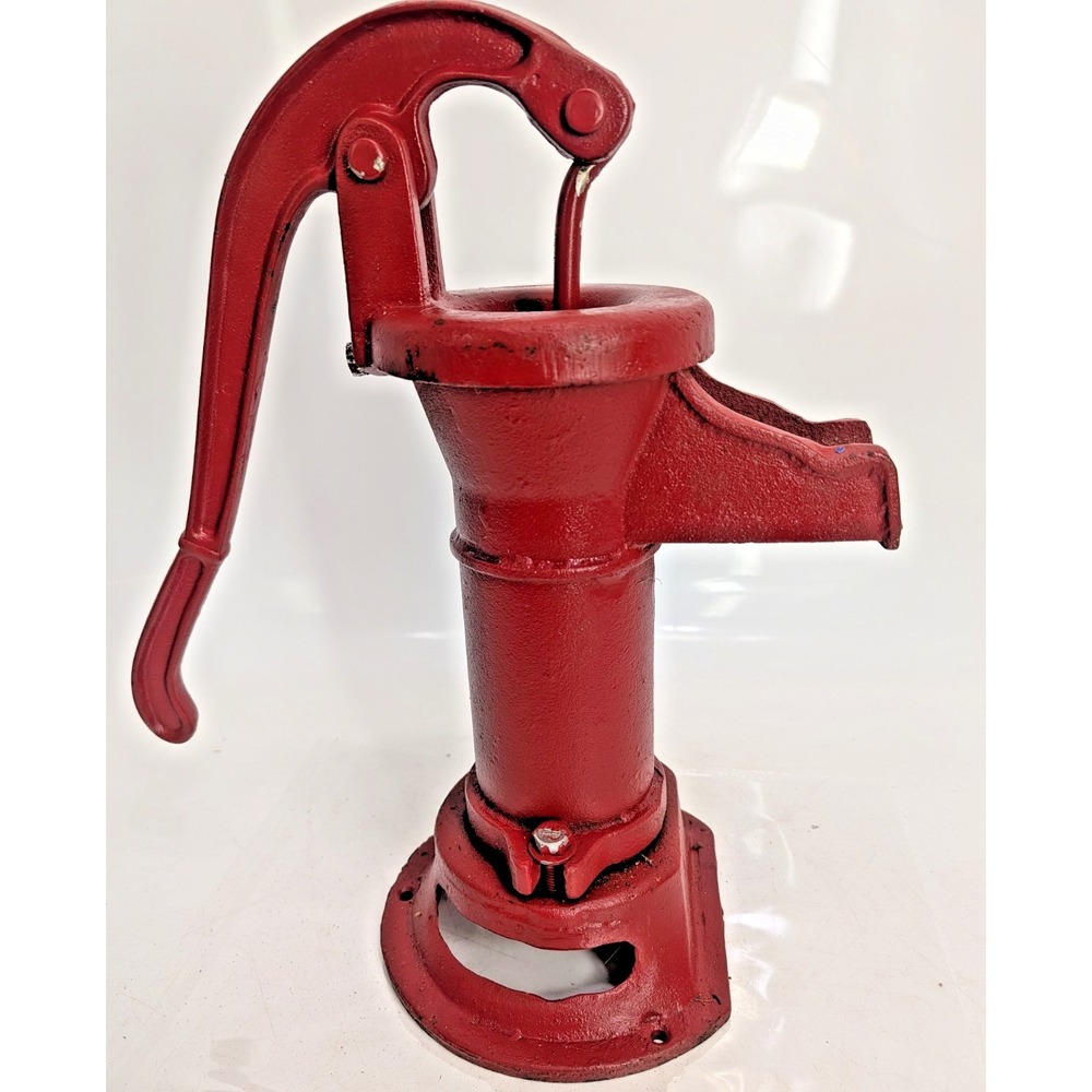 Antique style Cast Iron Red coated Hand operated Pitcher Pump - - 15" tall